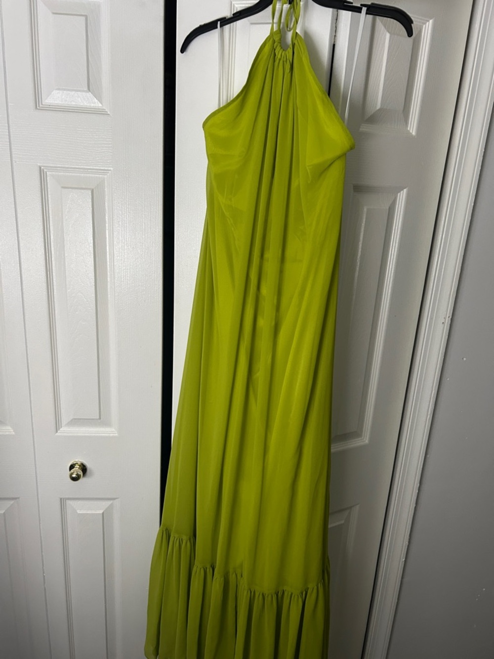 Halter Maxi Dress in Lime Green